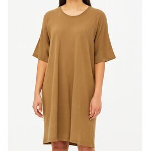 Frenckenberger Short Sleeve Longline T-Shirt Sweater Dress Large Brown Cashmere